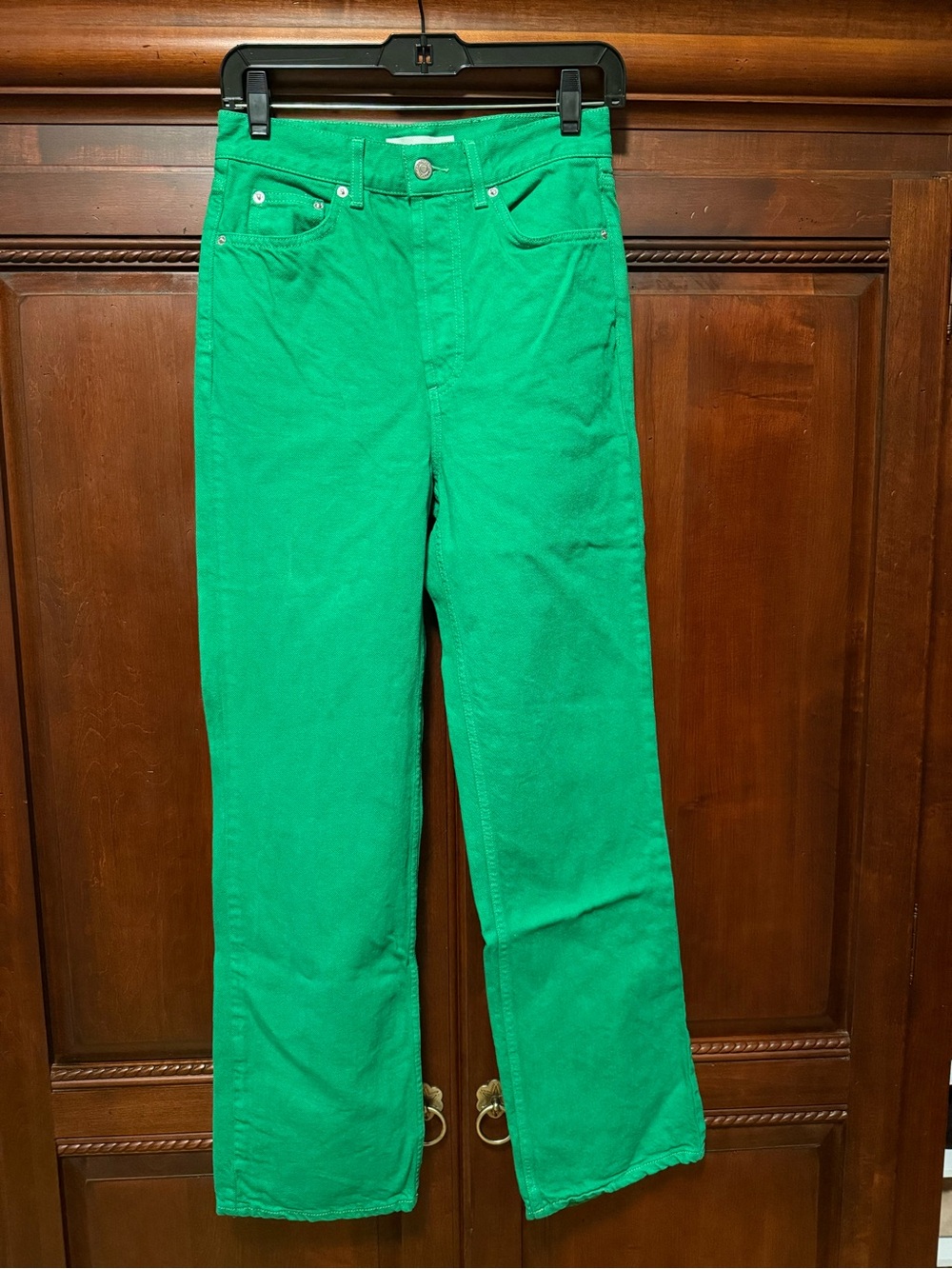 Topshop Green High-Waist Jeans